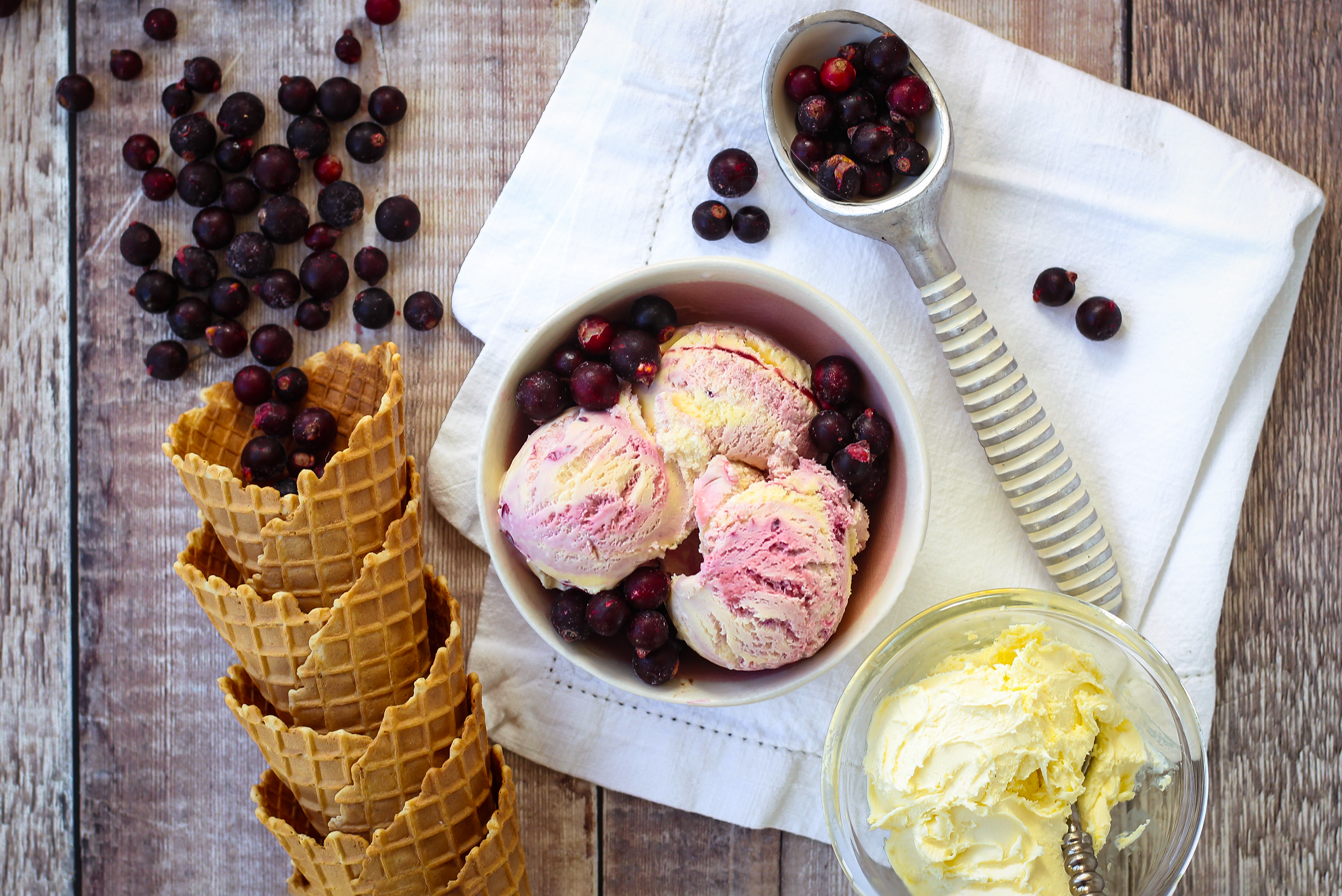 Blackcurrants in Clotted Cream ice cream